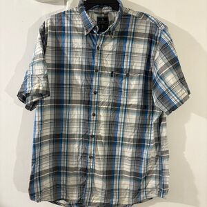 GH Bass & Co. Men’s XL Plaid Button Down Shirt  Short Sleeve Blue White Gray
